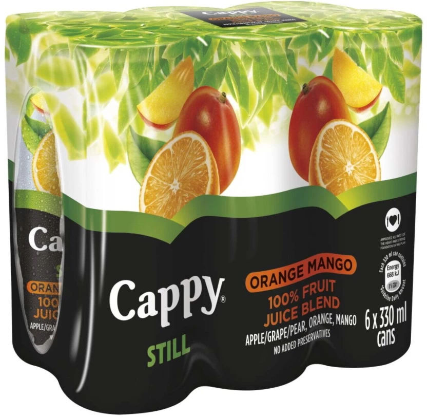 Cappy Still Orange Mango Can 330ml x 6