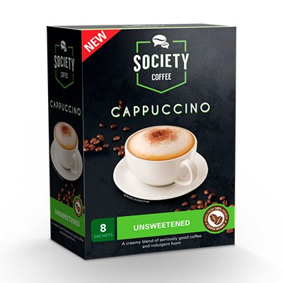Society Cappuccino Sachets – Unsweetened 8’s